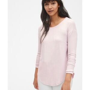 PREMISE • Light Pink Scoop Neck Long Sleeve Top